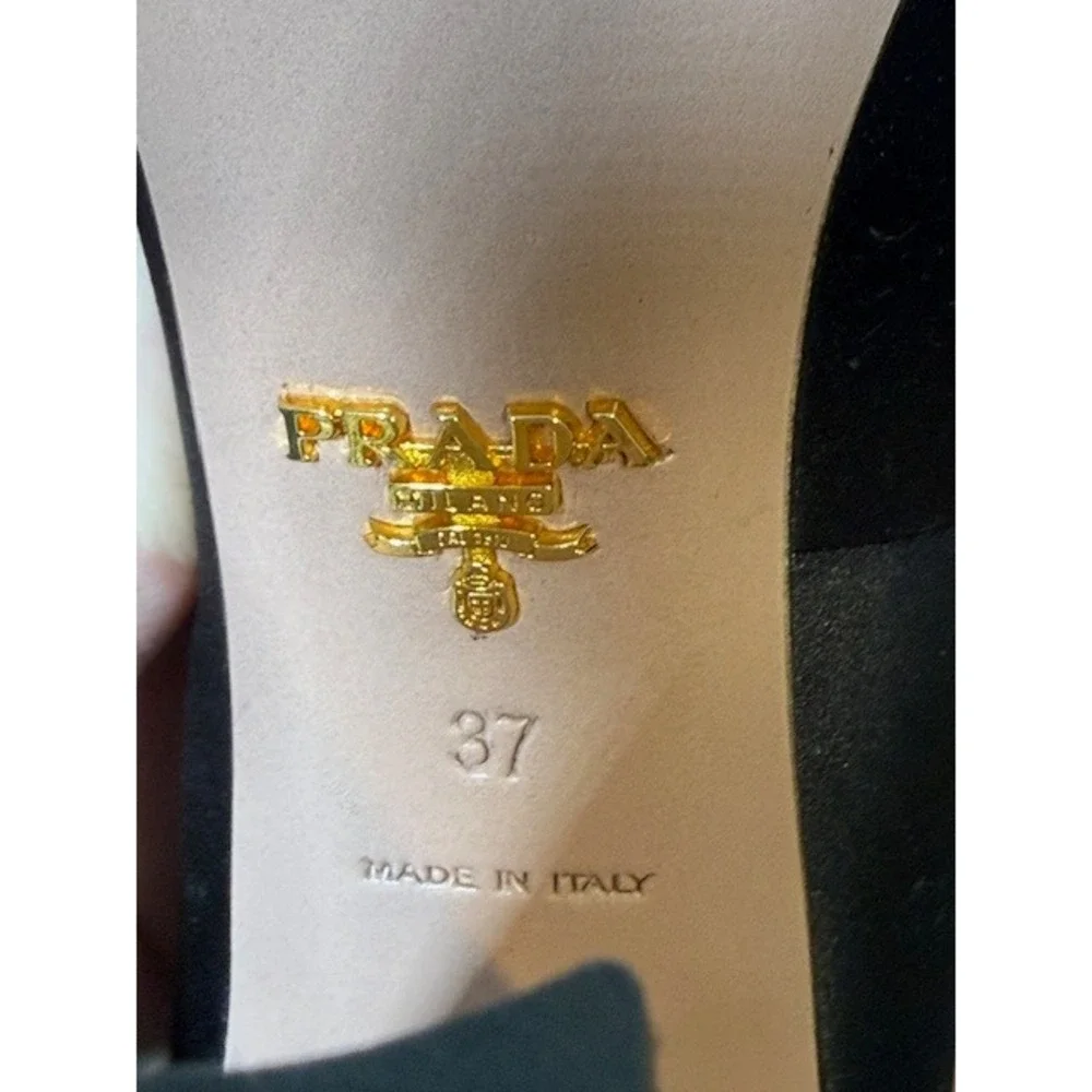 Prada Raso Satin Block Heel Pump IT37 US6.5 Nero Black 2009 COA Calzature